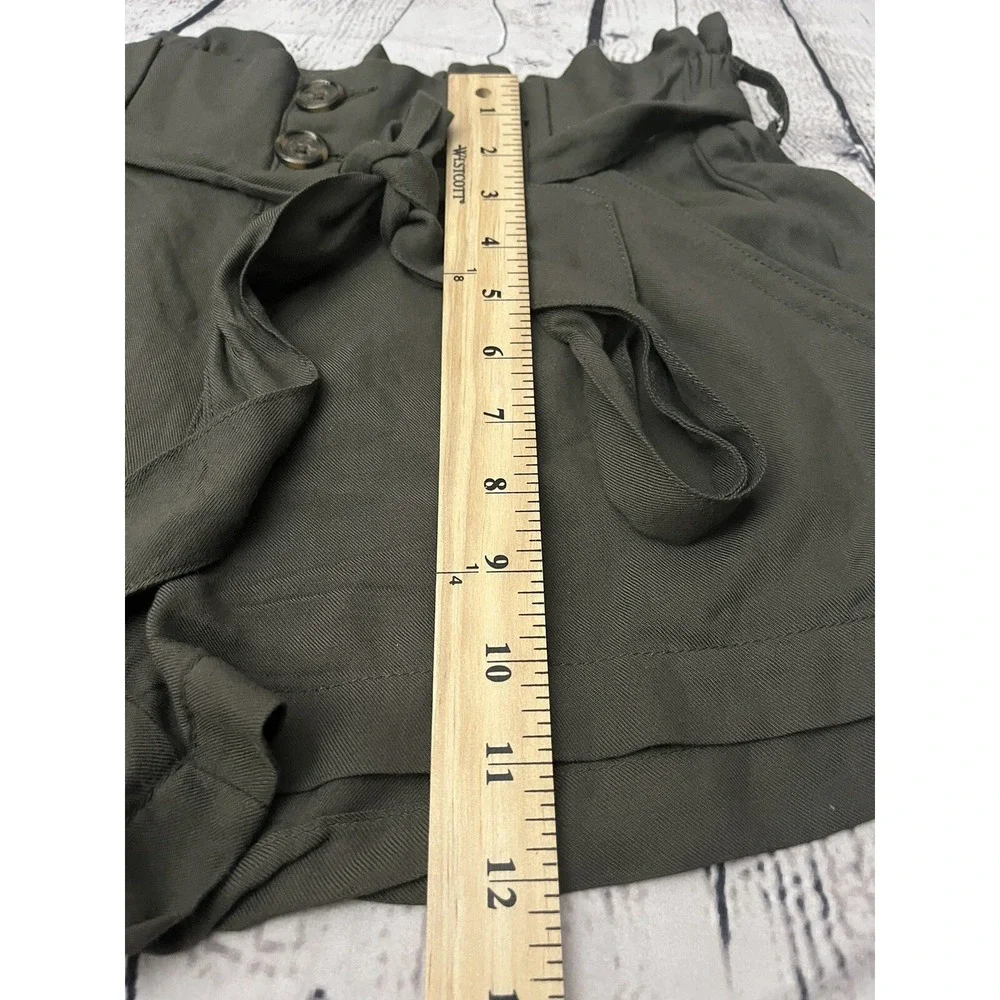 REWASH Short Shorts Womens Size Small Green Lightweight Belted Elastic Waistband
